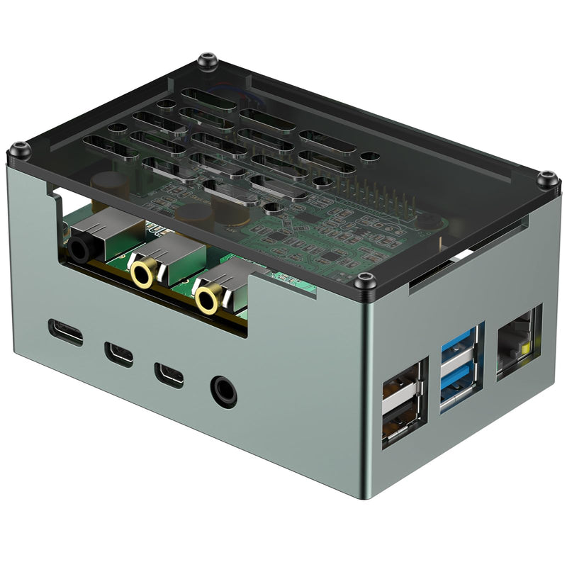 InnoMaker Aluminum Alloy Case for Raspberry Pi 4 - Compatible with DAC/DAC PRO/AMP/AMP PRO/RS485&CAN HAT, 3510 PWM Fan & Passive Heatsink Cooling for Expanded Boards