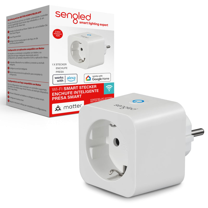 Sengled Smart Plug Matter Works with Alexa Instant Pairing Supports up to 2300W Matter Compatible Platform Required 2.4GHz WiFi 1 Pack