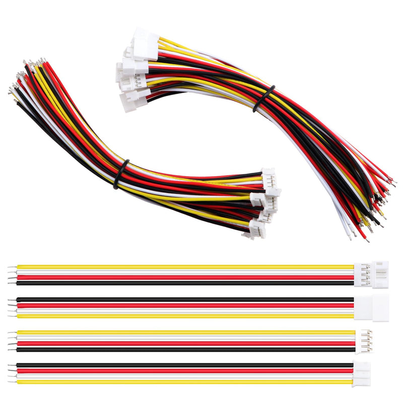 Lyeteung 15 Pairs JST 2.0 PH 4 Pin Connectors, Mini Micro JST PH 2.0mm 4-Pin Female and Male with 150mm 22AWG Cable Wire 4 Pin + Cable