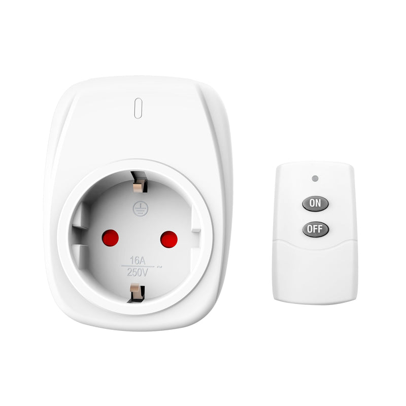 HBN 1 x Radio Socket with 1 Remote Control, 16 A/3,680 W Remote Controlled Plug for Indoor Christmas Decoration, Household Appliances, Range 30 m, White 1er