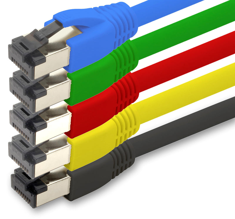 1aTTack.de 0.5 m Cat 8 Network Cable CAT8 Cable Colours Set - 5 Pieces Cat.8 LAN 2000 MHz 40 Gbit s 40GBase-T Poe+ Patch Cable Ethernet Cable LSZH - 5 x 0.5 m 5 x 0.5m Colour 3