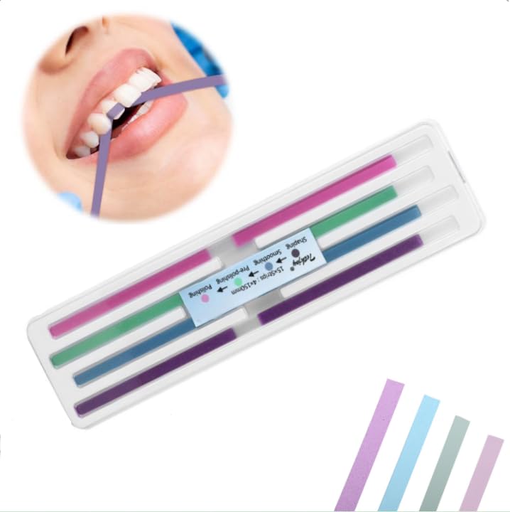 [AUSTRALIA] - Uadme Tooth Sandpaper, 60 Pieces 4 x 150 mm Dental Emery Strips Interdental Sanding Tool, Purple for Shaping, Blue for Smoothing, Green for Pre-polishing, Pink for Polishing 
