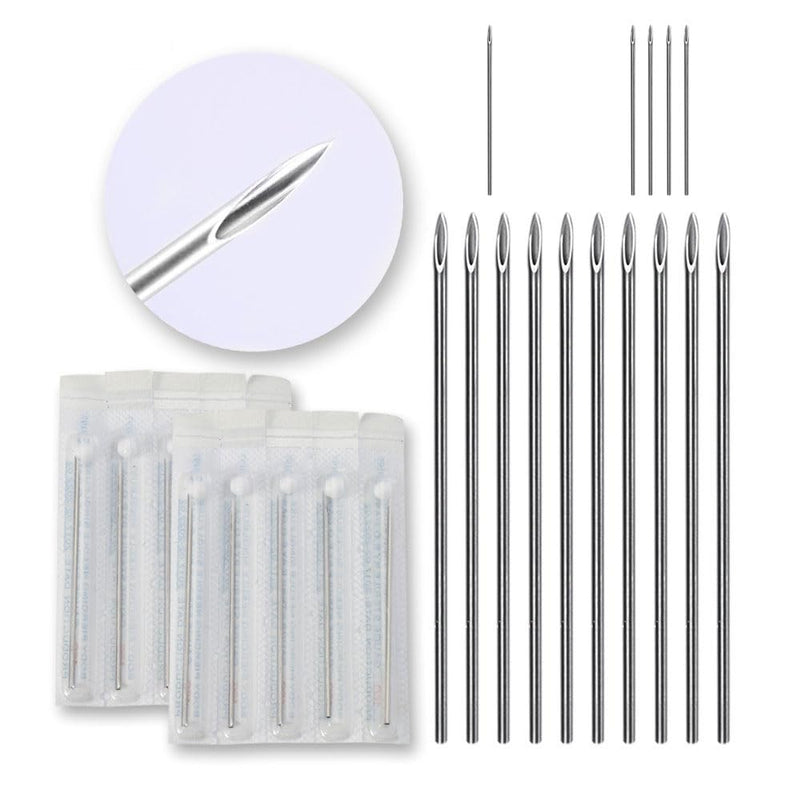 zalati Piercing Needles 10pcs Disposable Body Puncture Needles Stainless Steel Single Pack with Spone Cover Ball for Ear, Nose, Lip, Navel Piercing - 14g 14G Piercing Needles