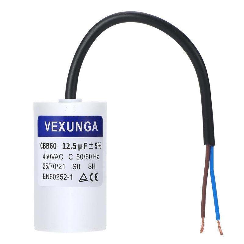 CBB60 Capacitor 12.5uF 450V AC Run Capacitors 450VAC 12.5 µF 12.5MFD SH Start Motor Capacitor 50/60Hz ±5% 40x70MM with Wire for Air Compressor