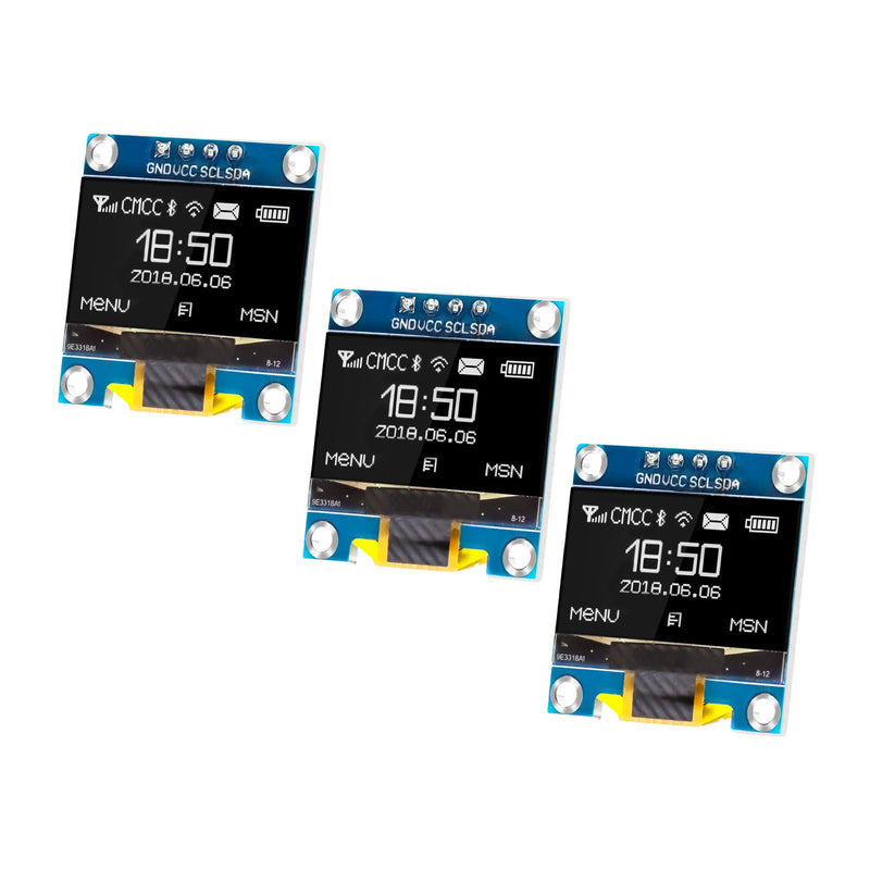 APKLVSR 3 x 0.96 Inch OLED Display I2C 128 x 64 Pixel I2C Screen Display Module, 0.96 Inch OLED Display I2C IIC Screen Display Module Compatible with Arduino Raspberry Pi (White) White