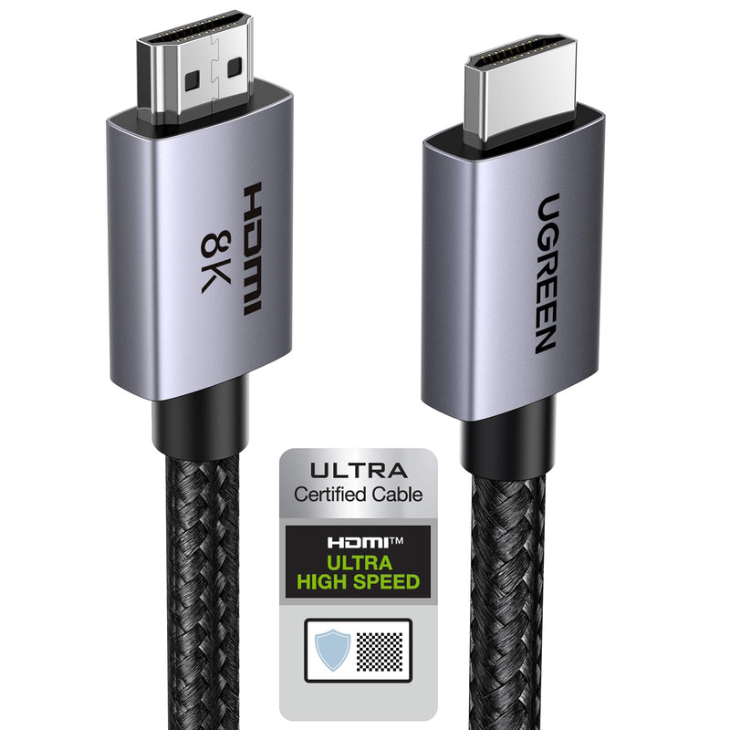 UGREEN HDMI 2.1 Cable 8K 60Hz 4K 240Hz 165Hz 144Hz 120Hz 48Gbps High Speed, HDMI Cable 2.1 Ultra HD eARC HDR 10+ HDCP Dolby Vision VRR Compatible with TV/PS5/PS4/Xbox Series X/Monitor/Laptop (2M) 2.0 Meter