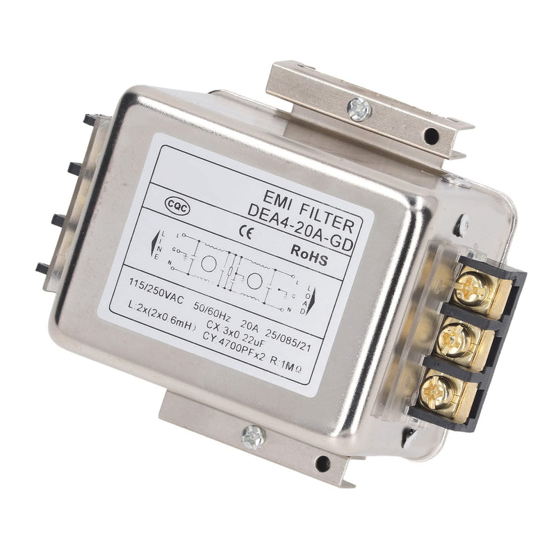 Uadme DEA4-20A-GD EMI Filter Performance Filter 115V 250V 20A 50/60Hz Single-Phase Filter, Terminal Block Connection