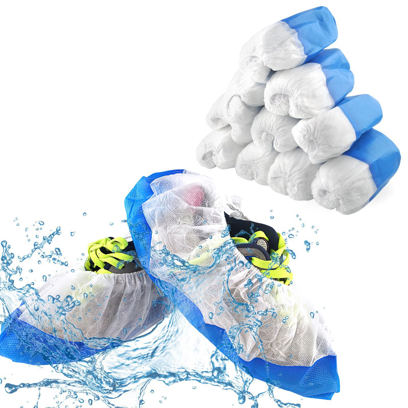 Pack of 100 Overshoes, Shoe Covers, CPE + PP Plastic Shoe Covers, Reusable Overshoes, Rain Protection, Overshoes, Shoe Covers, Waterproof, One Size, Indoor and Outdoor