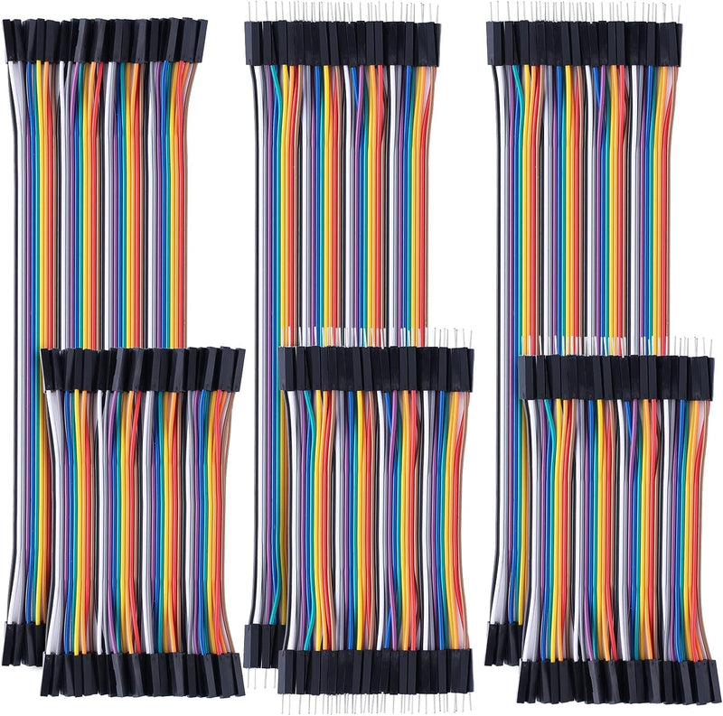 GTIWUNG Pack of 6 40 Pin Jumper Wire Cable, Breadboard Ribbon Cables, 10 cm & 20 cm Female/Male/Male Jumper Cable, 24AWG Wire Bridges for Arduino and Raspberry Pi Breadboard