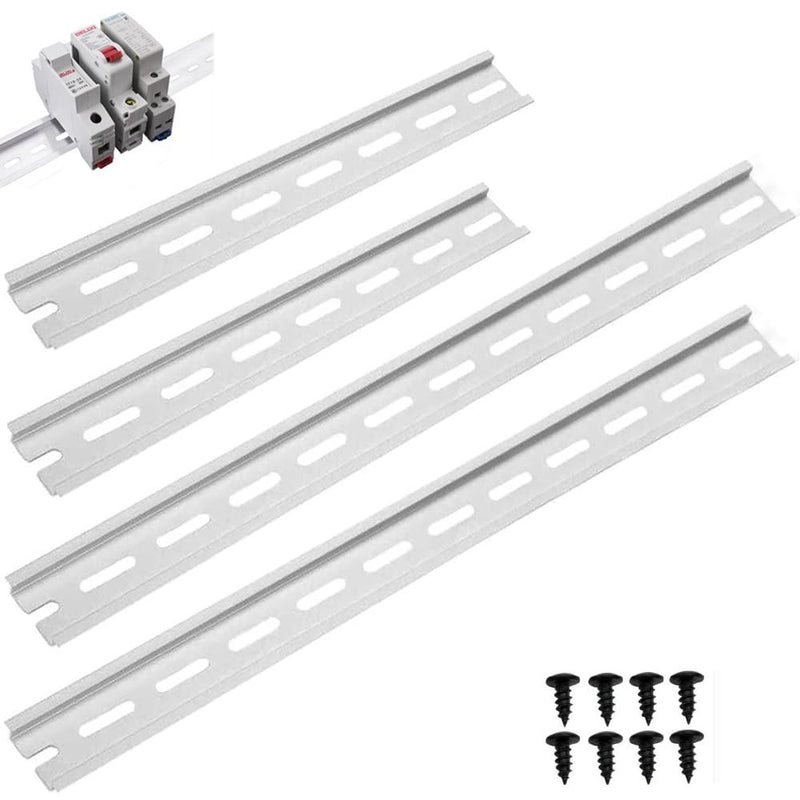 Greluma 4pcs DIN Rail - 2pcs 20cm + 2pcs 30cm Aluminium DIN Rail for Electric Control Cabinets - Width 35mm, Height 7.5mm, Thickness 1.2mm 2 pieces 20 cm + 2 pieces 30 cm