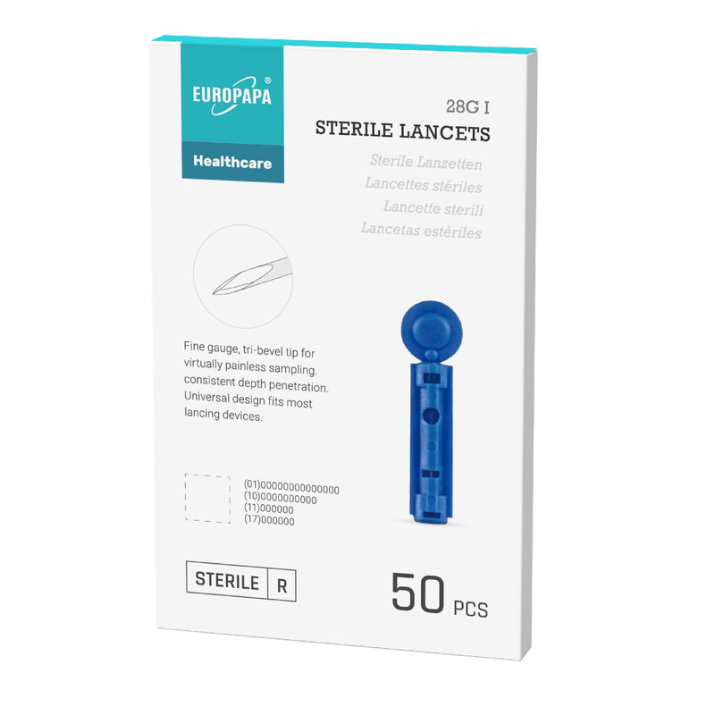 EUROPAPA® EUROPAPA BG Series Sterile Disposable Lancets for Blood Collection Blood Sugar Measurement Capillary Diabetic Pack of 50