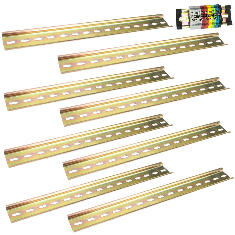 Pack of 8 DIN Rails, 29.5 cm Long, 3.5 cm Wide, DIN Rail, Colour Steel Socket Mounting Rail, Cabinet Hanging Rail for Distribution Cabinet, Control Cabinet Installation (Yellow)
