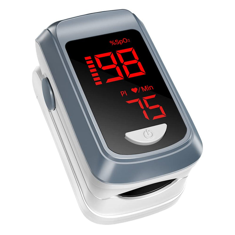 HOLFENRY Pulse Oximeter Oxygen Saturation Meter Finger Pulse Oximeter Finger Oximeter Pulse Monitor for Measuring SpO2, Pulse and Perfusion Index (PI) for Adults at Home or Outdoor Sports gray