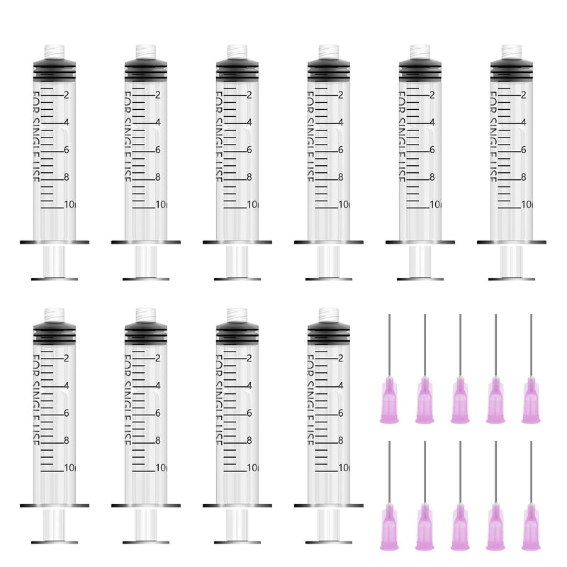 Pack of 10 Syringes 10 ml, Syringe with Blunt Needle, Plastic Syringe, Dosing Syringe, Colostrum Syringe, Injection Syringe, for Laboratory, Industrial, Liquid Measurement, DIY Craft Refill Glue