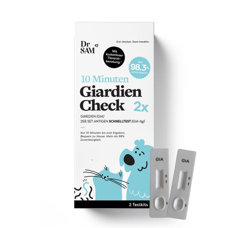 [AUSTRALIA] - Dr. Sam Giardien Rapid Test for Dogs and Cats - Includes Veterinarian Advice, 2 Giardia Tests for Home, for Intestinal Parasites and Diarrhoea, Fast Result and High Reliability 2er Set 