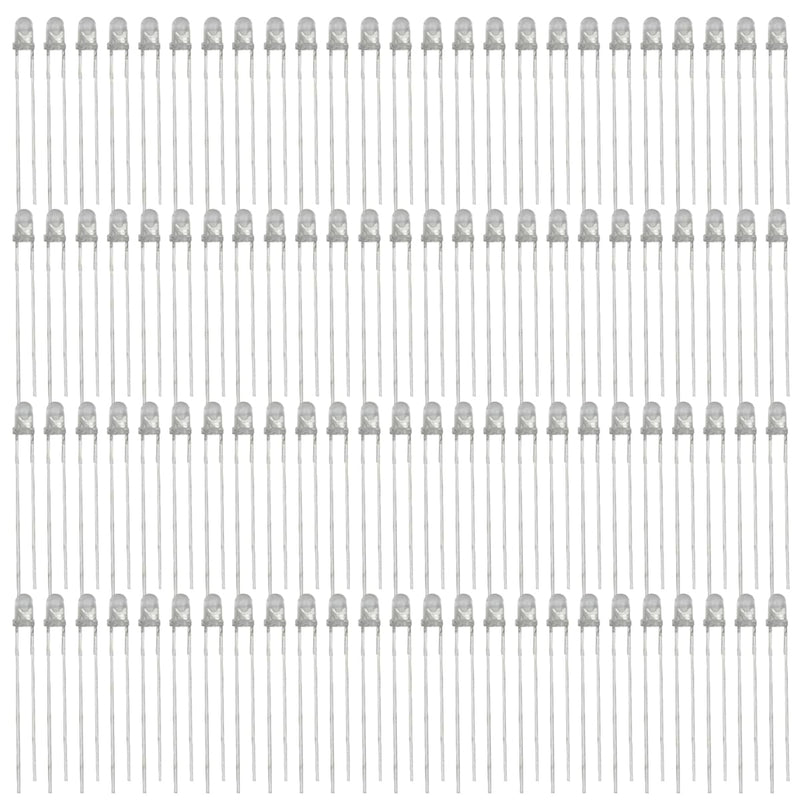Innfeeltech 100 x 3 mm White LED Diode Lights DC 2.7 V ~ 3.4 V 20 mA 3 mm Electronic Emitting Components Light Emitting Diodes LEDs Bulb 3mm