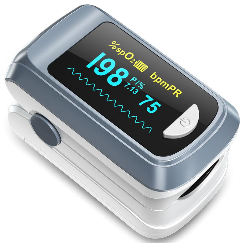 Blood Oxygen Saturation Monitor, Heart Rate Monitor and Fast Spo2 Oxygen Monitor with LED Screen, Batteries Included gray