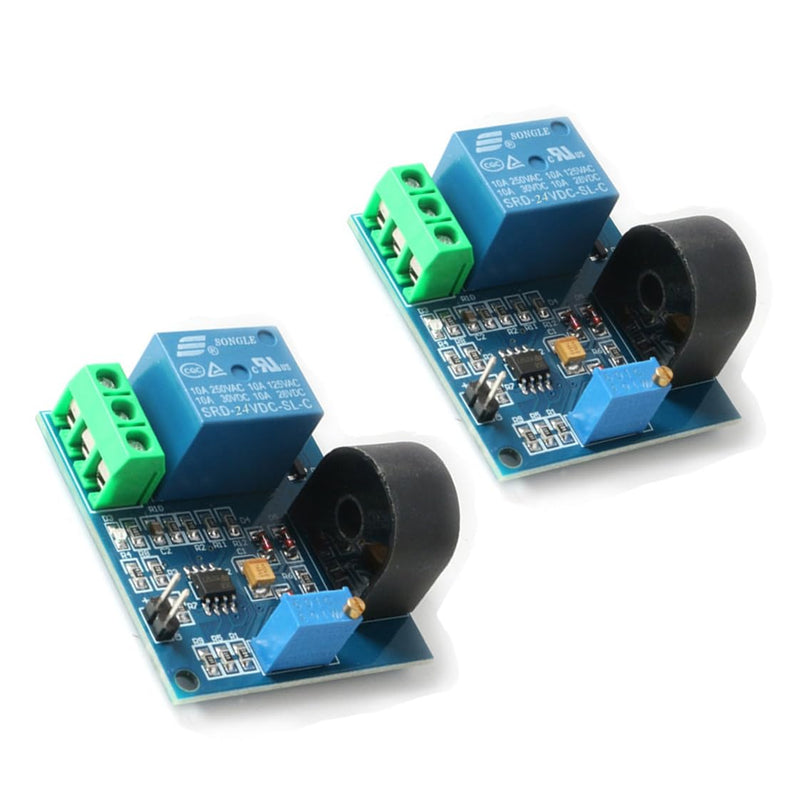 Hailege 2pcs 24V 5A AC Current Sensor Current Detection Relay 24V AC Current Relay Module AC Sensor Relay Switch with Overcurrent Protection 24 V