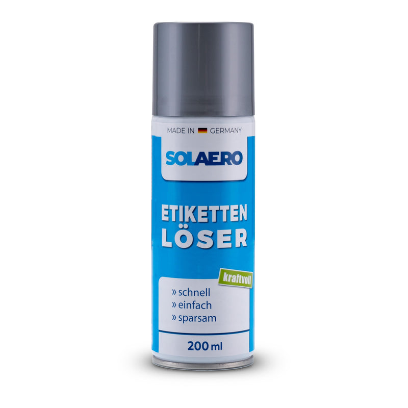 SOLAERO Label Remover (200 ml) - Extra Strong Adhesive Remover - Removes Label Remnants & Adhesive Residues from Wood, Glass & Plastic - Orange Fragrance - for Car, Vignettes, etc. - Made in Germany