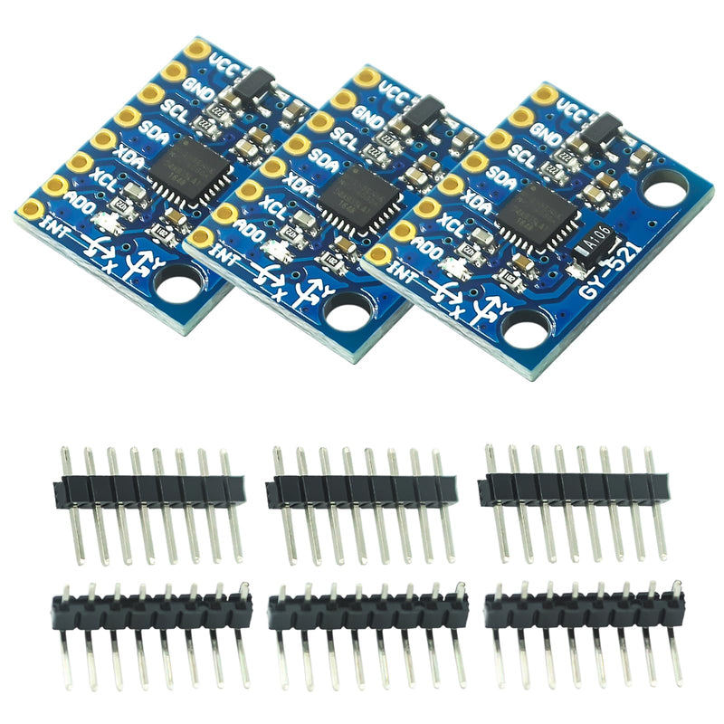 ARCELI 3 x GY-521 MPU-6050 Module, 3-Axis Gyroscope and Accelerometer Compatible with Arduino and Raspberry Pi for Motion Sensing Games, Pedestrian Navigators and Posture Linkages