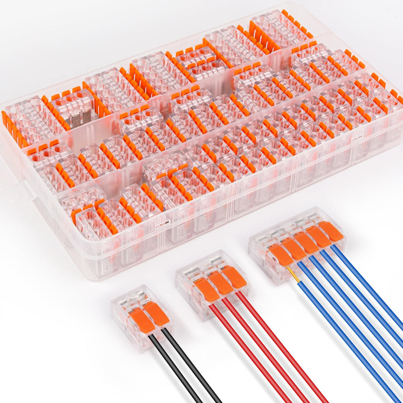 [AUSTRALIA] - Cable Connector Cable Clamps Electric, Pack of 60 Connection Clamps Clamp with Actuation Lever, 4 mm² Conductor Clamp Lustre Terminals Connection Clamp Can Be Combined for Fixed Cable 2-3-5 Conductors orange 