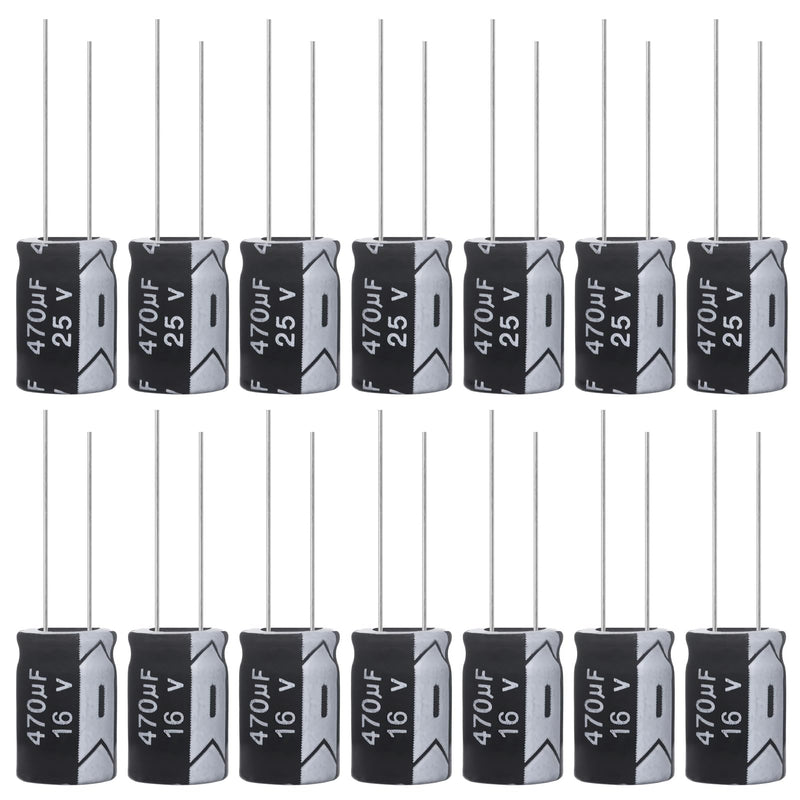 470uF 25V 8x12mm Electrolytic Capacitor 470 UF MFD 25 Volt 0.32x0.47in Aluminum Capacitors (Pack of 15) 470uF 25V 8x12MM
