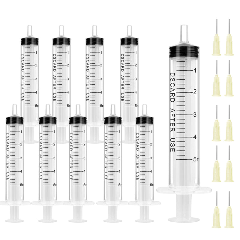 [AUSTRALIA] - OFFCUP Syringe Set with Blunt Needle, 10 Pieces Syringe 5 ml and Cannula, Plastic Tube Disposable Syringes Plastic Syringe for Liquids, Hobby, Model Making and DIY 10 pieces, 5 ml 