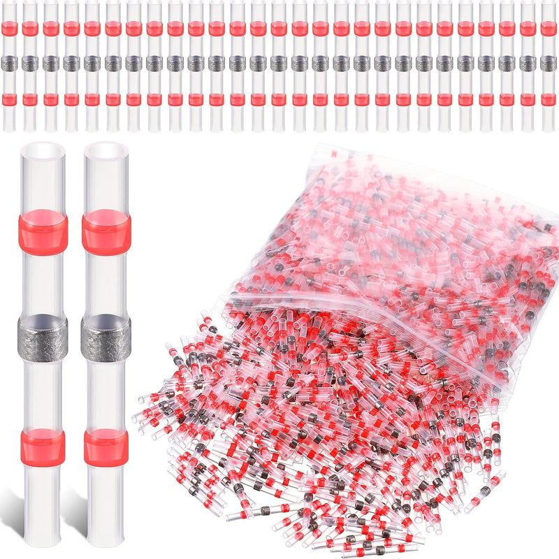 [AUSTRALIA] - Solder Connector with Heat Shrink Tube, Pack of 150 Solder Connectors, Red, AWG22-18 Cable Connectors, Waterproof Heat Shrink Tubing, Insulated Crimp Connectors, Butt Connector for Automotive, 150pcs Red AWG22-18 