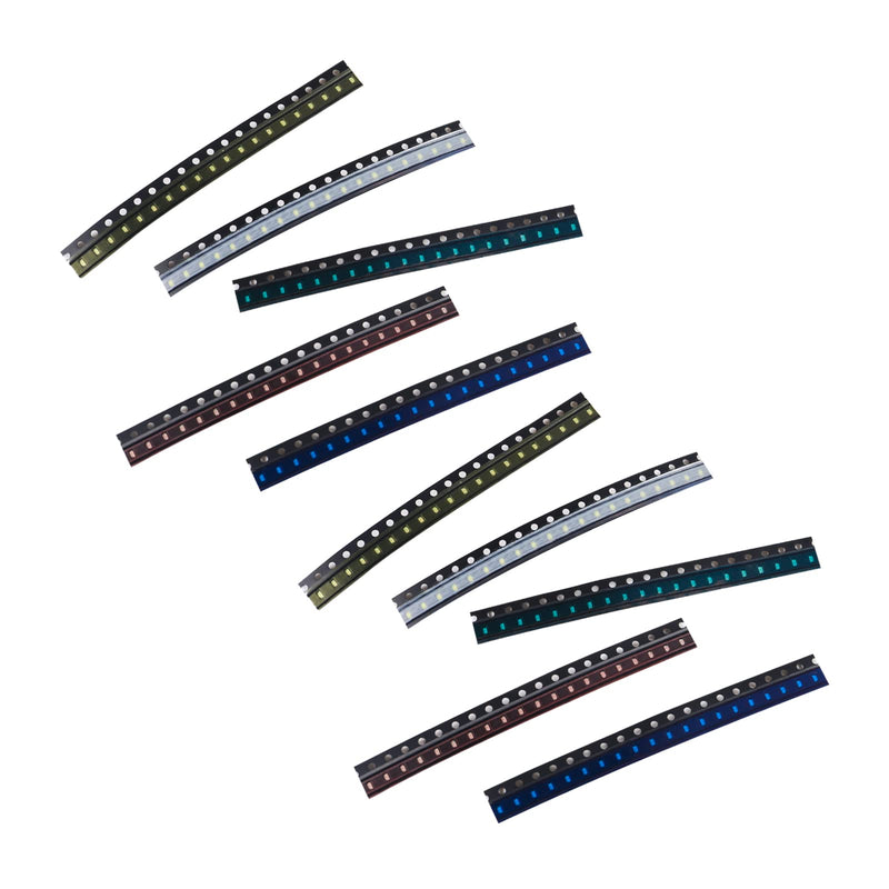 2pcs 0603 5 Colours 200-Piece SMD LED Diode Set, 0603 Lights, Various Diodes, SMD LED Diode Set, Green, Red, White, Blue, Yellow, Lighting Bulb, 40 Bulbs Each, 0603 LED Set