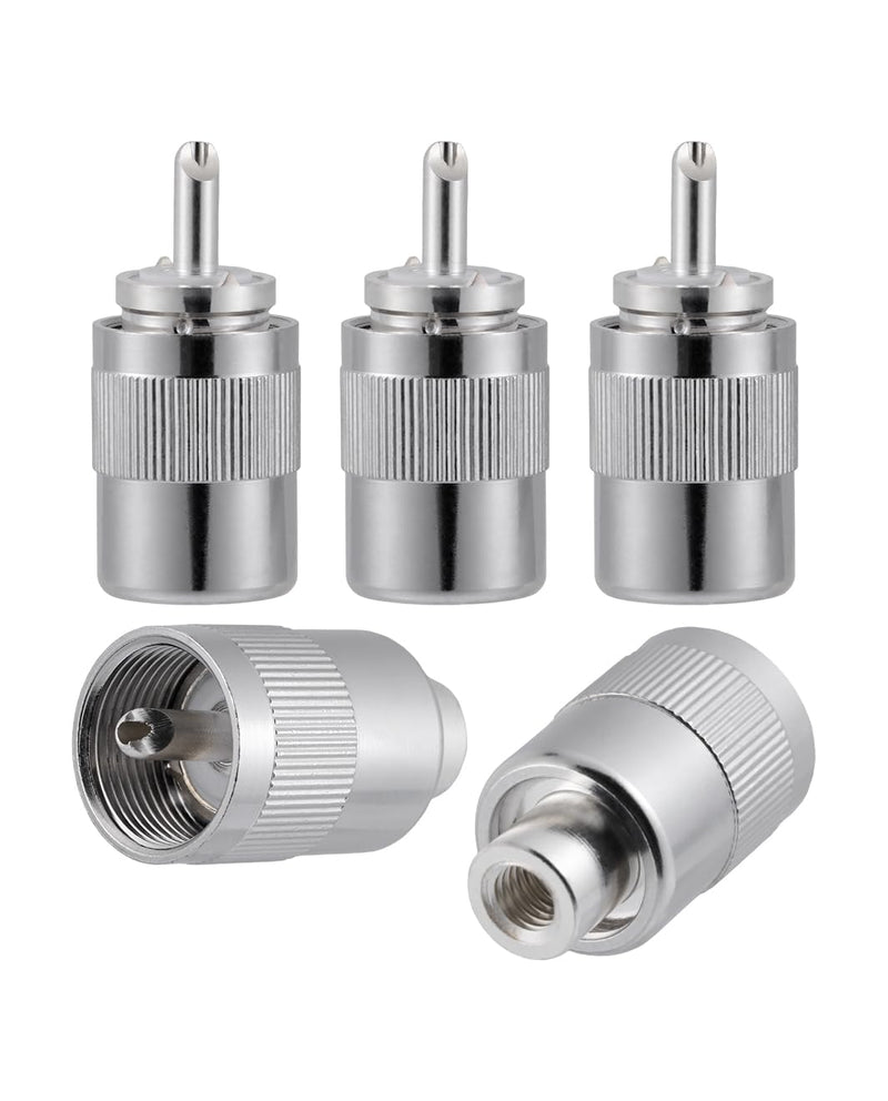 Vecys 5pcs PL259 UHF Male Connector 50 Ohm PL259 Male Plug Crimp RF Coaxial Plug Adapter for RG58 LMR195 RG142 RG400 Low Loss Coaxial Cable PL259 for RG58/RG400