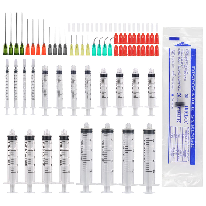 [AUSTRALIA] - Aotfusd Pack of 20 Syringes with Blunt Needle, Various Sizes, 1 ml, 3 ml, 5 ml, 10 ml, 20 ml for Refilling and Measuring Liquids, Scientific Laboratories, Plant Watering Plastic 