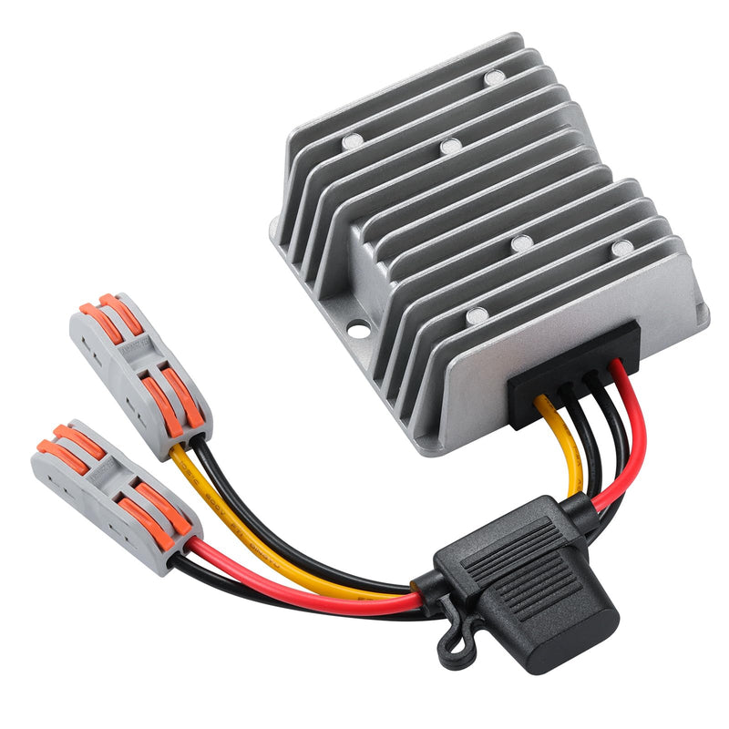 DC 9V-32V to 12V10A Voltage Converter, 24V Step Down to 12V 120W Buck With Safety Fuse and Clamps, Voltage Regulator, Power Supply Adapter, Truck Step-Down Volt Gray-DC 9-32V to 12V 10A