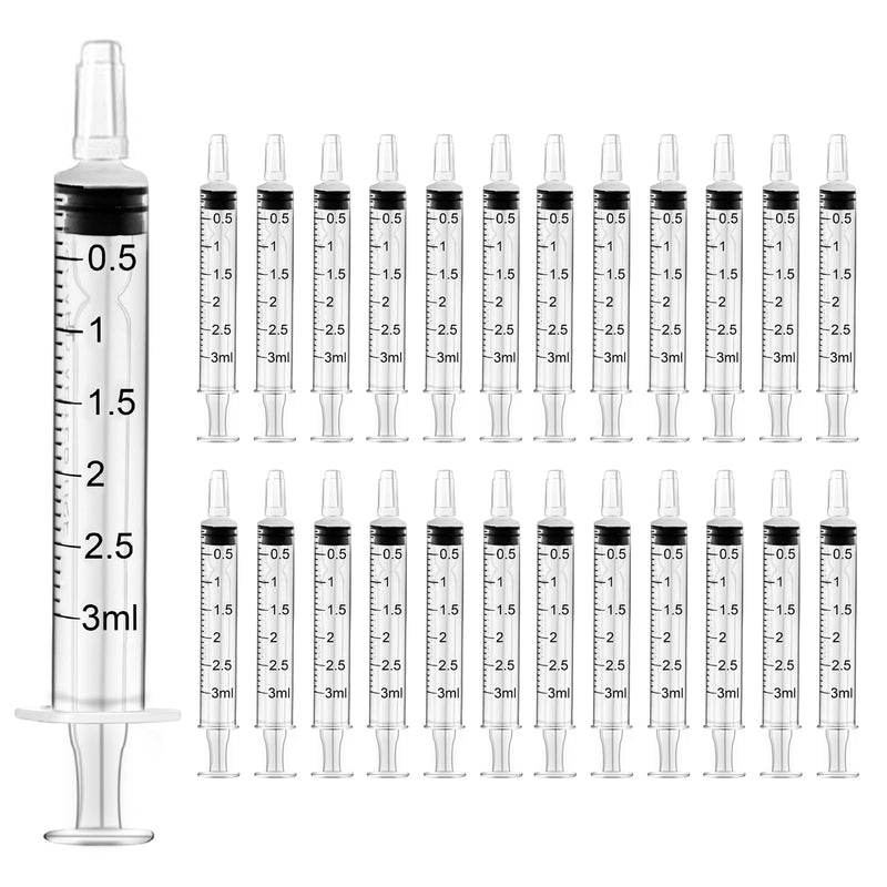 HXC Syringes 3 ml Plastic Syringe Pack of 24 Colostrum Syringe with Lid Food Syringe Disposable Syringes Individual Package 2 ml Syringe Sterile for Newborn Animal Feeding Lab 3ml
