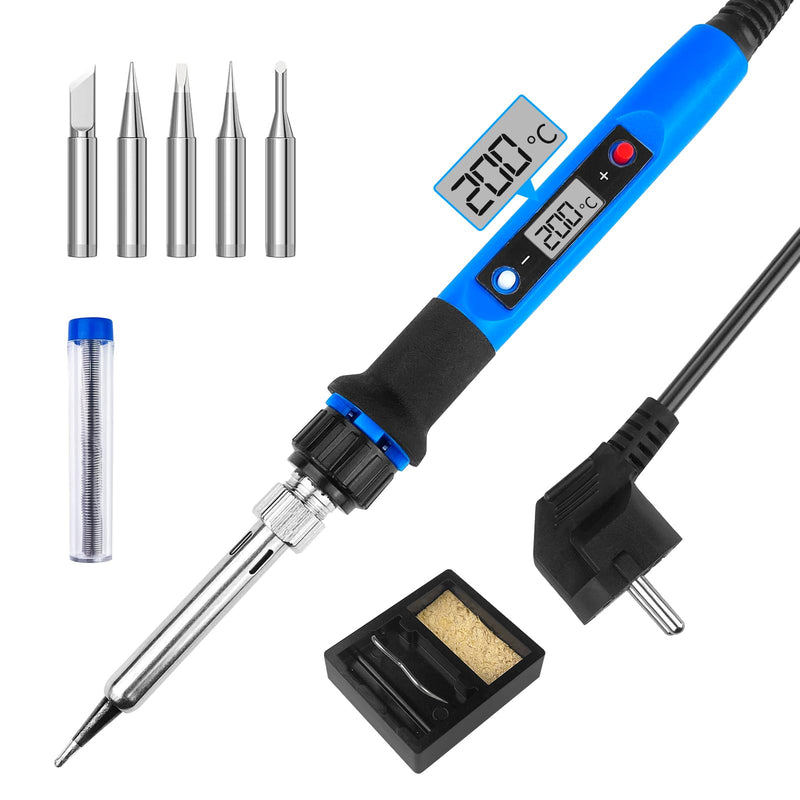 WinGluge 80 W Soldering Iron Set, Soldering Station with Temperature Adjustable 180-480 °C, Soldering Set with Soldering Wire, Soldering Iron Kit with LED Screen and 5 Soldering Tips for Hot Cutting