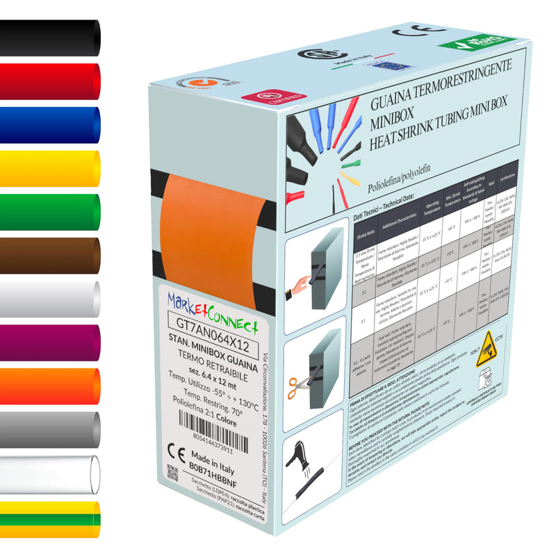 [AUSTRALIA] - MarketConnect® Heat Shrink Tube Diameter 12.7 mm Length 12 m Orange Minibox 2:1 Big 12,7mm Ø – L 12mt 