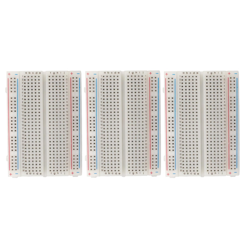 MMOBIEL PCB Breadboards Prototype Circuit Board Solderless - 3 x 400 Points - Compatible with DIY Arduino, Raspberry Pi 2/3/4/5 Projects Proto Shield Distribution - Connection Blocks (Pack of 3)