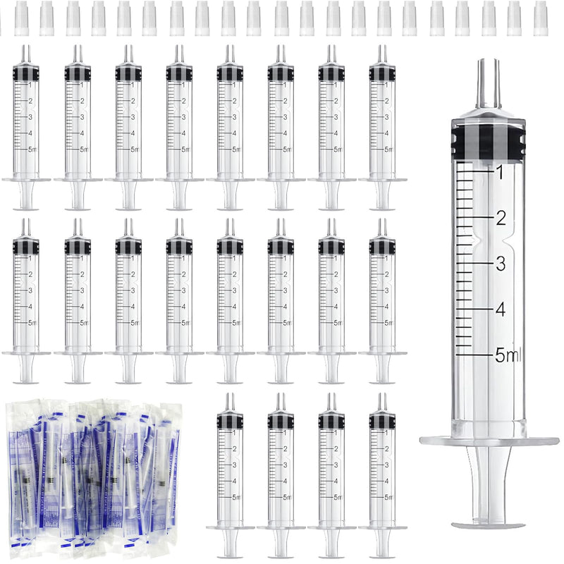 Mooshy Pack of 30 5 ml Syringes Plastic Syringes with Lid Sterile Colostrum Syringe Without Needles Dosing Syringe in Individual Packaging for Animal Feeding for Dispensing Scientific Laboratory