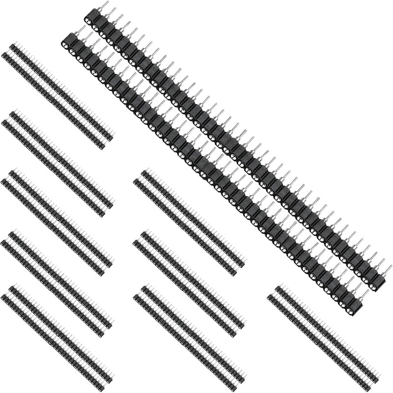 2.54mm pin Header Socket Round 0.1 inch 40Pin Female Socket Single Row Straight Female tinned Pin Header Strip Connector for DIY Circuit Making Welding,20 pcs