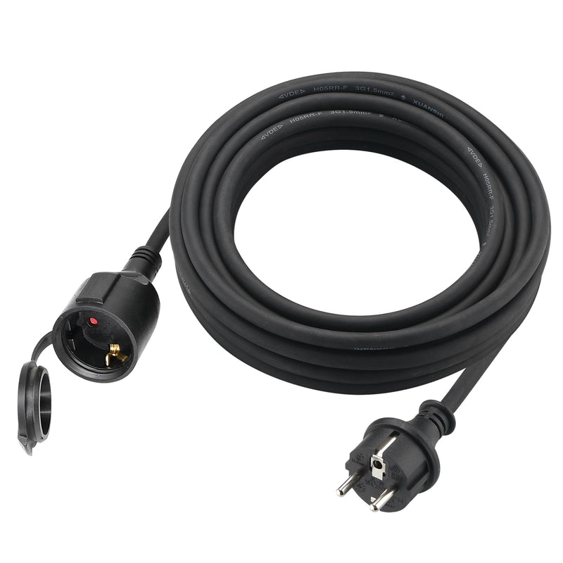 [AUSTRALIA] - Outdoor Extension Cable 2 m for Outdoor Use, Rubber Extension Power Cable with Schuko Plug, IP44 Extension Cable, 3G 1.5 mm² Cable, Outdoor Electric Cable, with Protective Cap, 3500 W, Black 