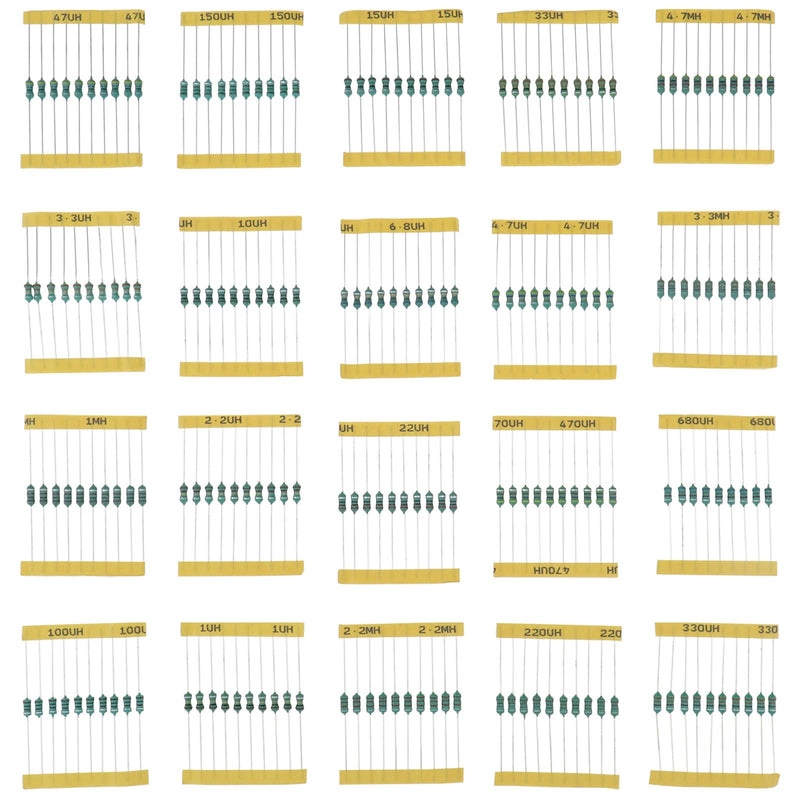Be In Your Mind 200-Piece Inductor Assortment Set 1 UH - 4.7 MH 1/2 W Inline Inductor Colour Ring Inductance Assortment 10x20 Specifications in Plastic Boxes for Electrical Circuit Devices