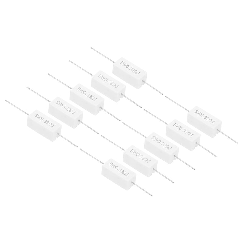 PATIKIL 0.33 Ohm Resistors, 10Pcs 5W Ceramic Cement Resistor Power Cement Resistor Kit Tolerance 5% for Power Adapters Audio Computer TV Circuit Board