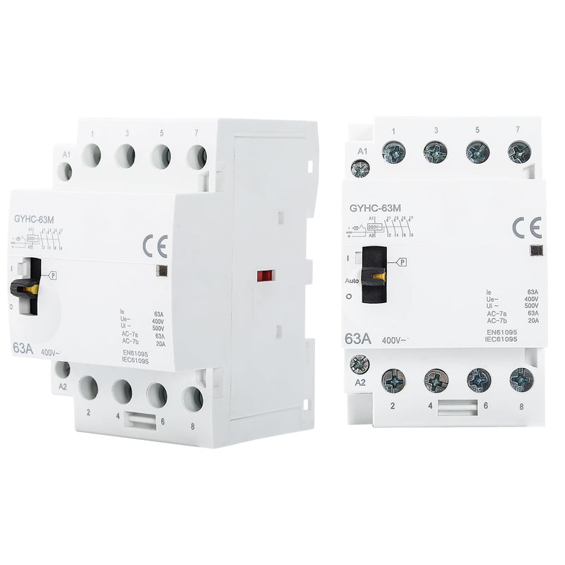 Ailao Contactor 400 V 3 Phase 4 Wire AC Contactor AC Household Contactor 4P 63A 4NO Ultra Quiet and Highly Efficient Flame Retardant DIN Rail Manual Automatic Model