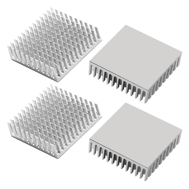 VooGenzek 4 Pieces Aluminium Heatsink, Radiator Fin Heatsink, Heatsink, Cooler, with Thermal Conductive Special Adhesive Film, for Cooling Electronic Components, 40 x 40 x 11 mm, Silver Silver - 40*40*11mm - 4pcs