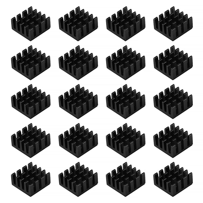 VooGenzek 20 Pieces Aluminium Heatsink, Cooler Fin Heatsink, Heatsink, Cooler, with Thermal Conductive Special Adhesive Film, for Cooling Electronic Components, 14 x 14 x 7 mm, Black Black - 14 x 14 x 7 mm - 20 pieces