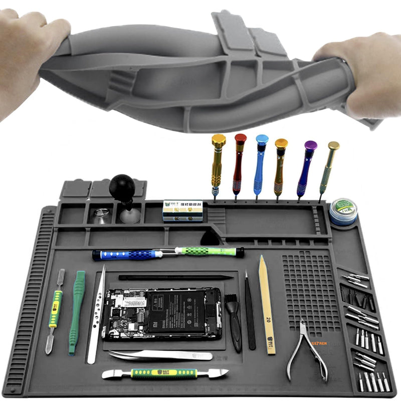 Heat Resistant Magnetic Repair & Soldering Mat Silicone 30 x 45 cm Grey 22727