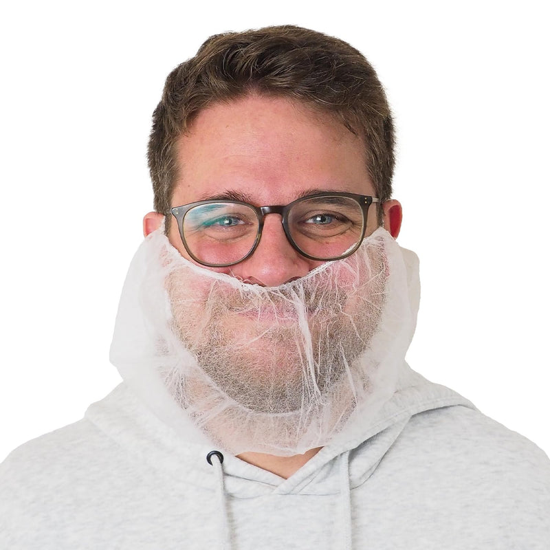 ARNOMED PP Beard Net, Disposable Beard Bandage, White, Beard Hood with Elastic Band, Beard Net 52 cm, Beard Protection 10 g/m², Beard Protection Mask, Food-Grade Beard Protection, Beard Protection, 100