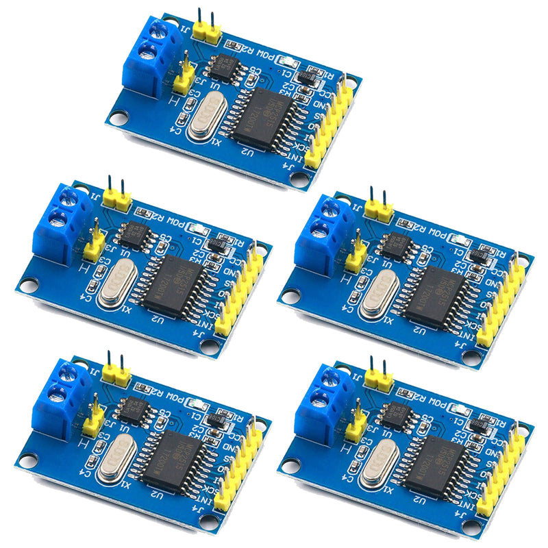 [AUSTRALIA] - GERUI 5 Pieces CAN-Bus Shield MCP2515 Bus Module SPI Protocol for Arduino SCM 51 MCU ARM Controller with TJA1050 DC 5V Power Supply Converter Development Board 