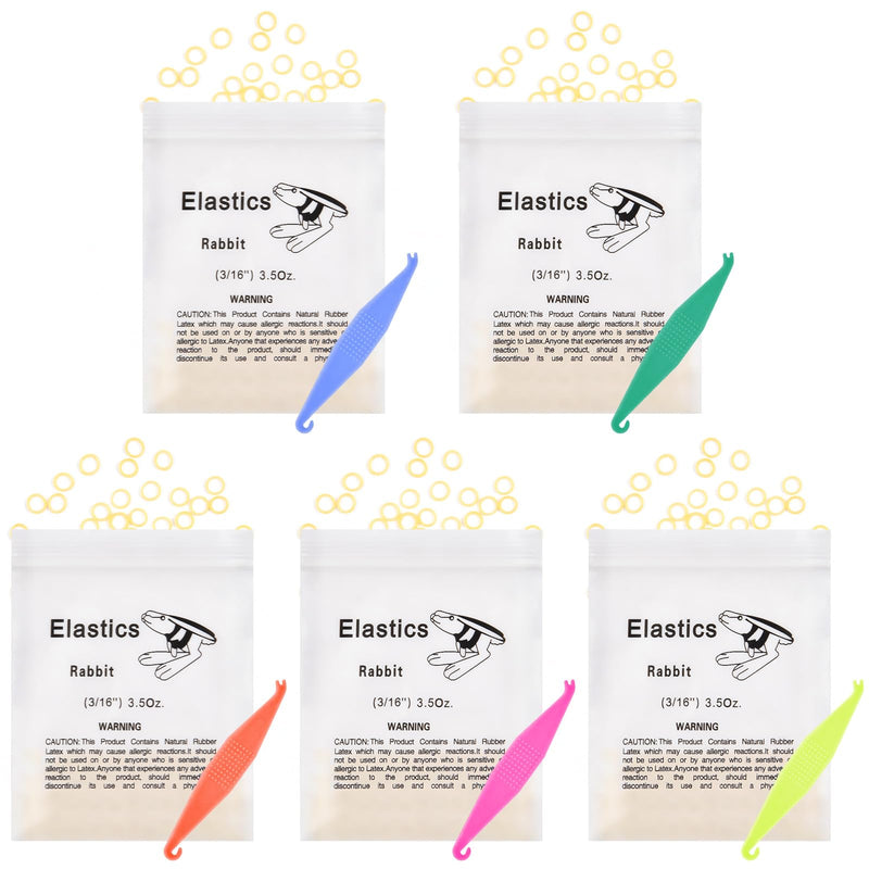 OFFCUP Teeth Rubber Band, Pack of 500 Orthodontic Elastics, Orthodontic Elastics with 5 Pieces Placers for Braces for Dental Gaps, Braces, Crooked Teeth (Rabbit 3/16 Inch) 3/16''