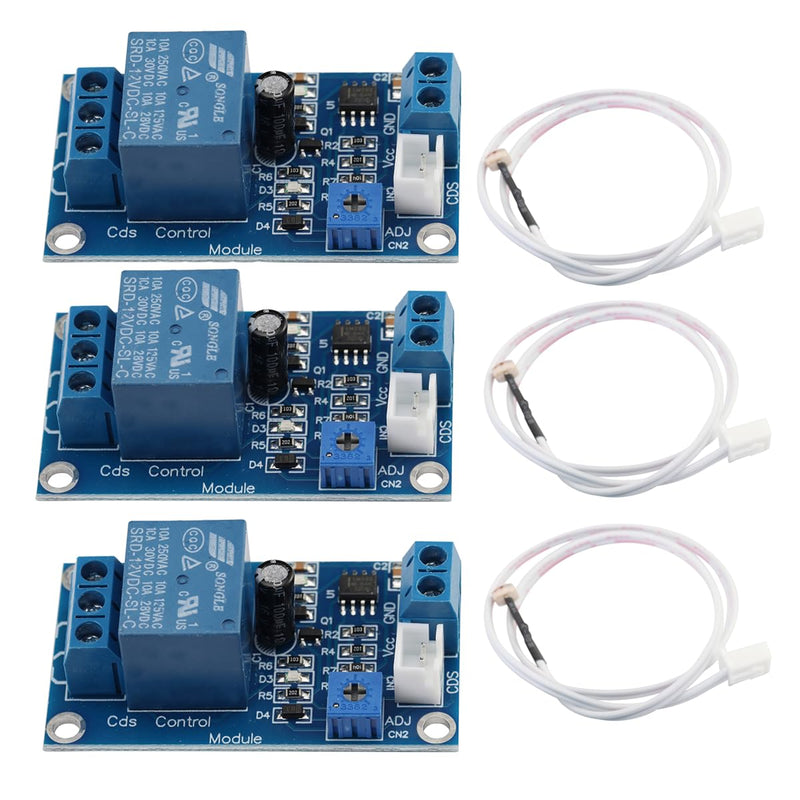 Heevhas 3pcs DC 12V XH-M131 Light Control Module Light Control Relay Light Switch Light Sensitive Resistance Module Detection Sensors Automatic Light Switch with Cable