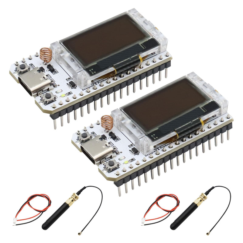 [AUSTRALIA] - APKLVSR LoRa ESP32 Development Board, LoRa V3 Board with OLED Display and Antenna USB C Dual-Core IOT Board 240MHz Bluetooth WiFi Module 863 928MHz for Arduino (Pack of 2) 2 PCS 